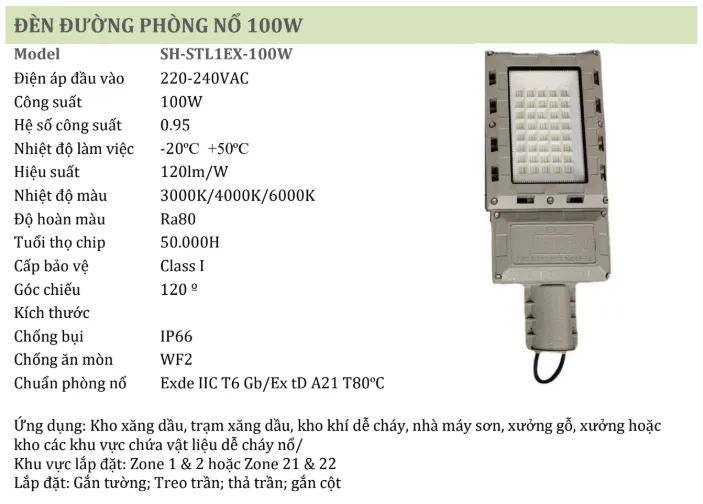 Đ&egrave;n đường ph&ograve;ng nổ 100W