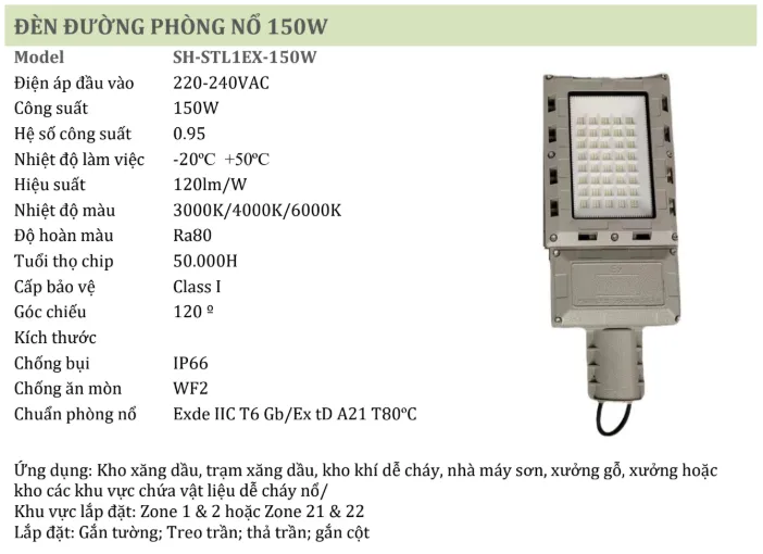 Đ&egrave;n đường ph&ograve;ng nổ  150W