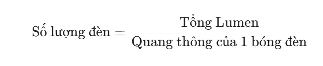 Tính tổng số lượng đèn cần thiết