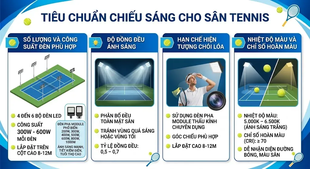 Thumbnail Đèn LED sân tennis chiếu sáng tốt, chống chói hiệu quả