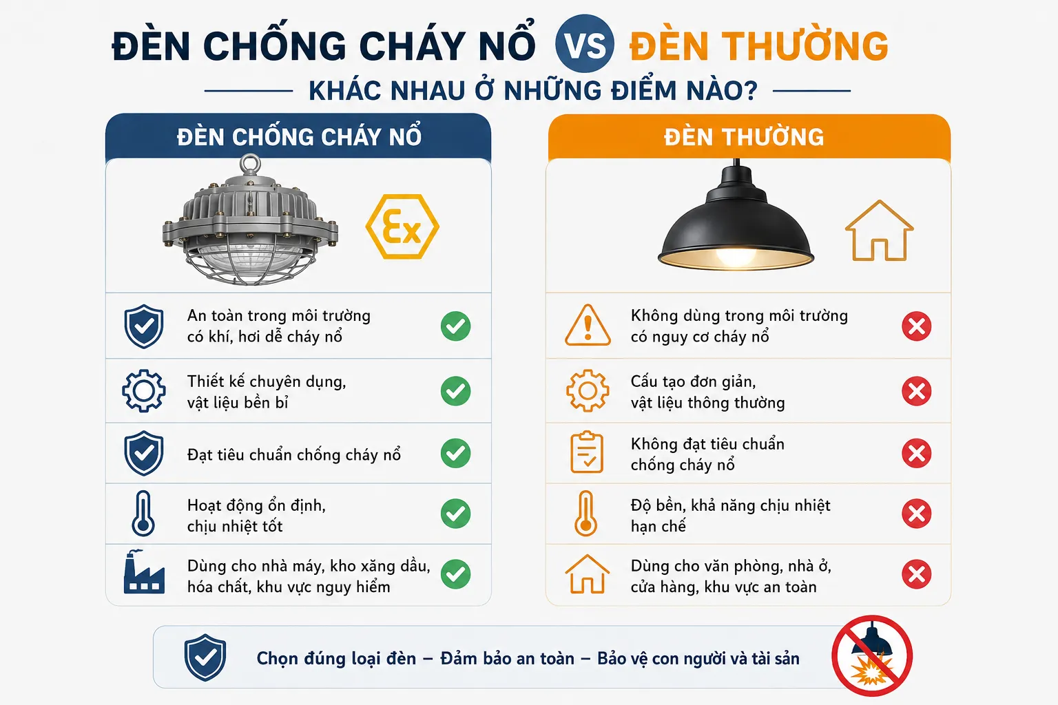 Thumbnail Sai lầm thường gặp khi lựa chọn đèn chống cháy nổ và đèn thường
