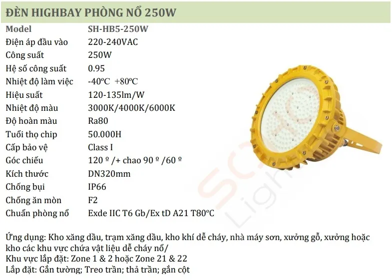 Đèn highbay phòng nổ 250W