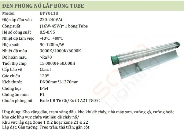 Đèn phòng nổ đơn 1.2m