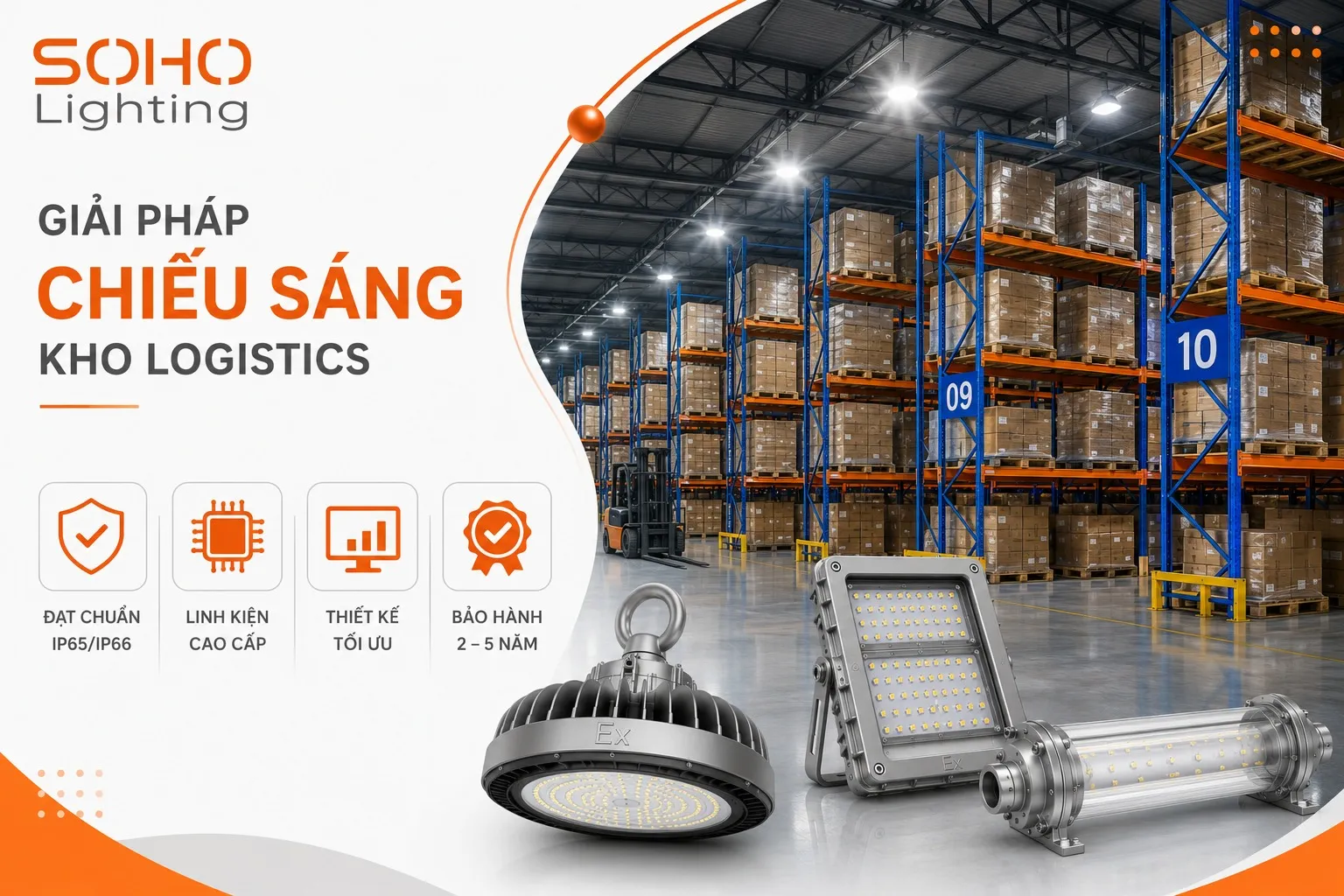 SOHO Lighting  tư vấn giải pháp chiếu sáng kho Logistics lâu năm