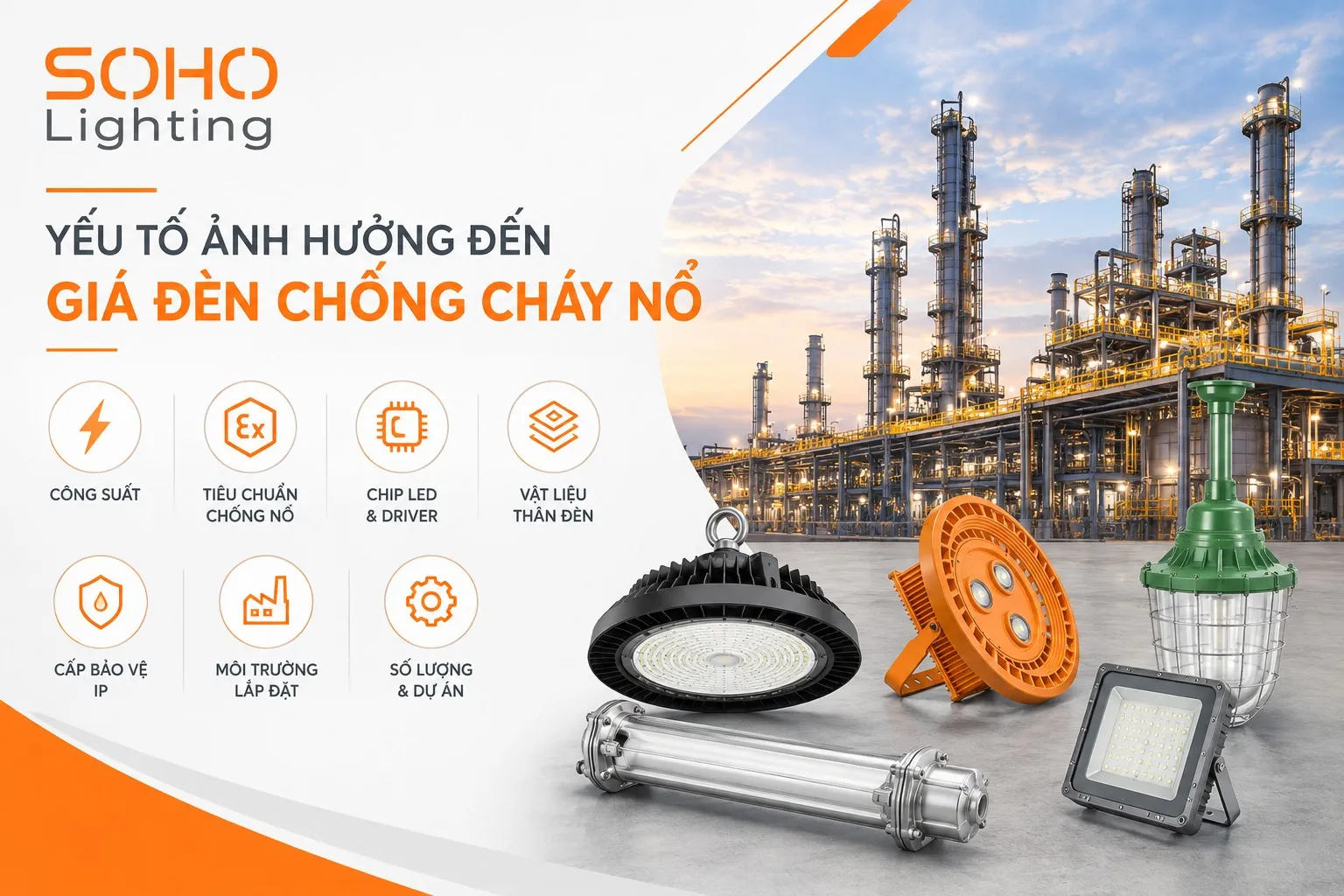 Những yếu tố ảnh hưởng đến gi&aacute; đ&egrave;n chống ch&aacute;y nổ
