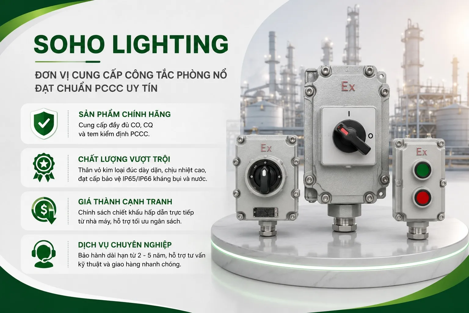 SOHO Lighting - Đơn vị cung cấp công tắc phòng nổ đạt chuẩn PCCC uy tín